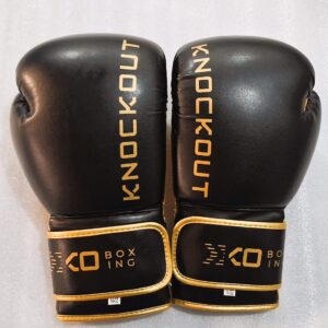 Black Boxing Gloves with Gold Outline