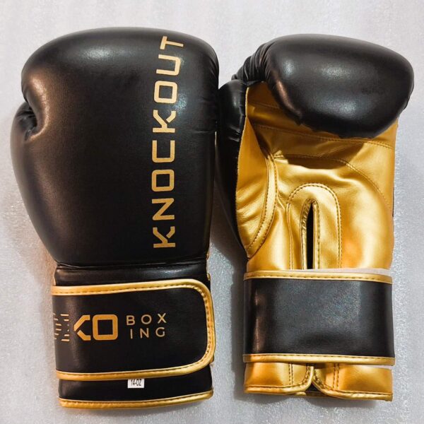 Black Boxing Gloves with Gold Outline - Image 2