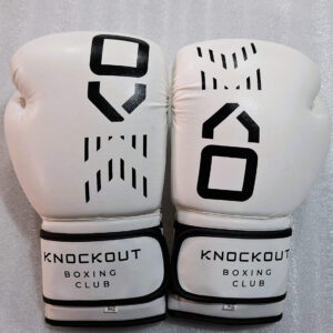 White Boxing Gloves with Black Logo